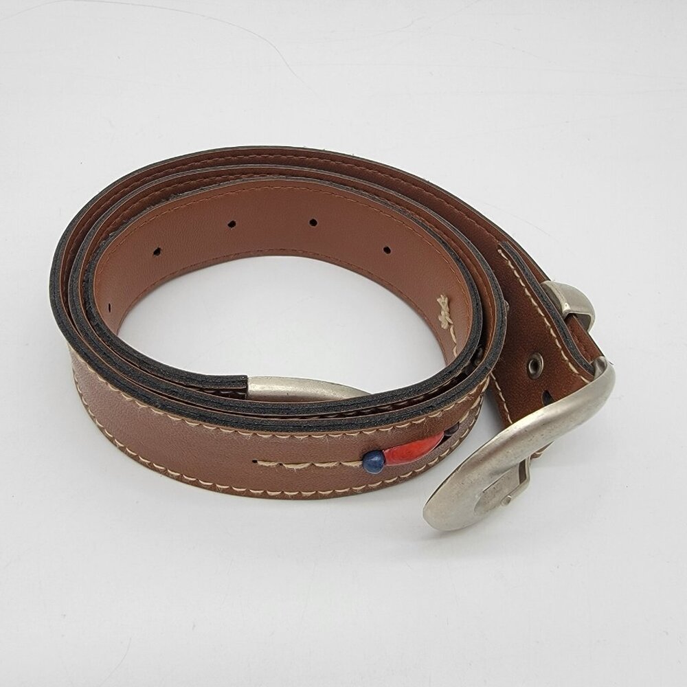 Women's 35" Strap Brown Western Belt Beaded Size 10 Belt Southwestern